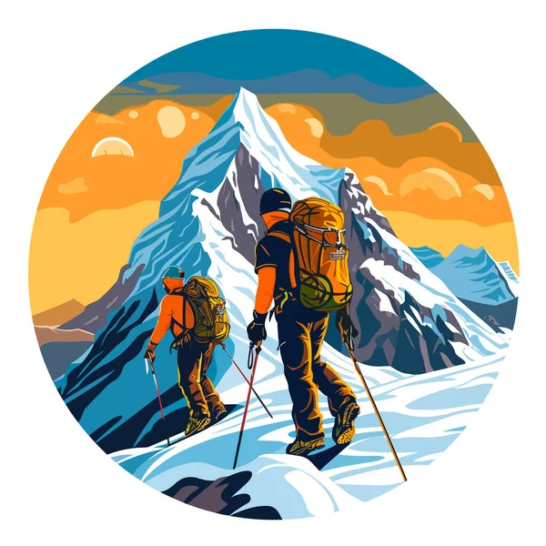 ロッククライミング 男の登山家が挑戦的な山道を登る 漫画のベクターイラスト 隔離された背景 — ストックベクタ