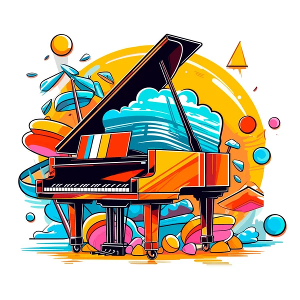 Abstract Muziekinstrument Van Piano Muzikale Piano Concert Cartoon Vector Illustratie — Stockvector
