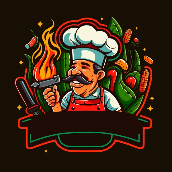 stock vector The chef is preparing to cook food in the kitchen.Cartoon vector illustration.