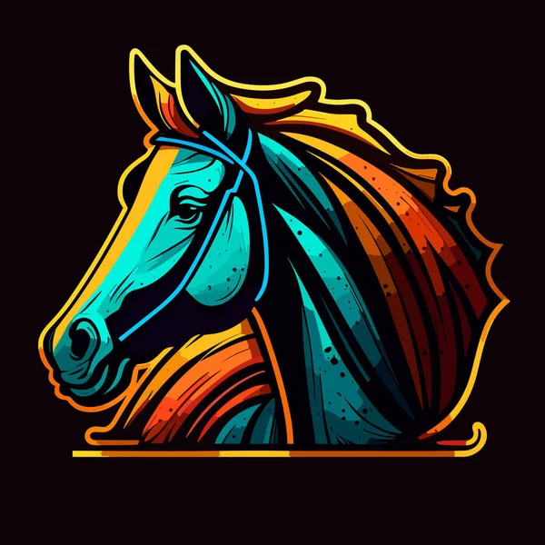 Imagem Abstrata Cabeça Cavalo Escola Equitação Desenhos Animados Ilustração Vetorial — Vetor de Stock