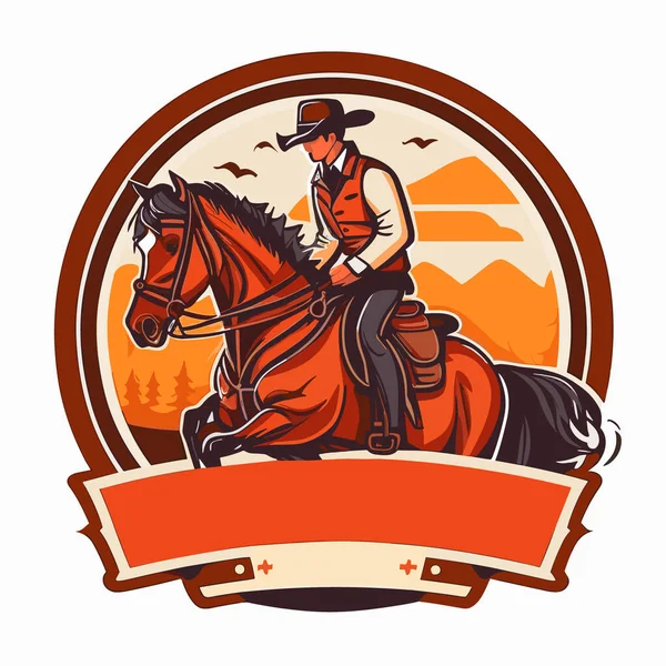 Passeios Cavalo Natureza Desporto Equestre Desenhos Animados Ilustração Vetorial Fundo — Vetor de Stock