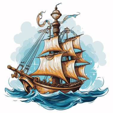 Yatçılık şirketi yatçılık takımı, deniz giyimi tişörtü için klasik vektör baskısı..