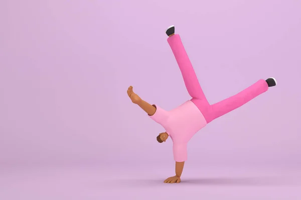 Zwarte Man Met Roze Kleren Hij Doet Aan Lichaamsbeweging Illustrator — Stockfoto