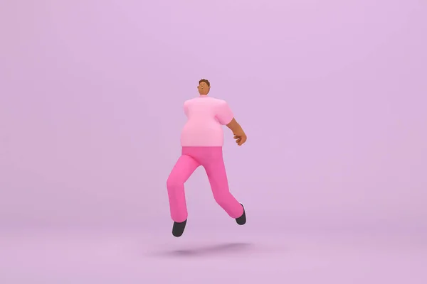 那个穿着粉色衣服的黑人他在跳3D卡通人物在表演中的插画 — 图库照片