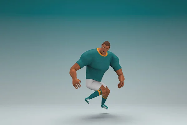 Ein Athlet Grünem Hemd Und Weißer Hose Springt Darstellung Von — Stockfoto