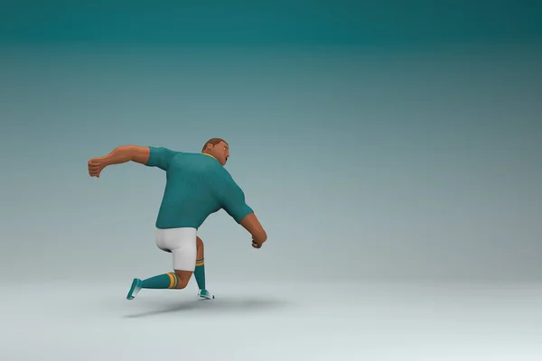 Yeşil Gömlek Beyaz Pantolon Giyen Bir Atlet Koşuyor Oyunculuktaki Çizgi — Stok fotoğraf