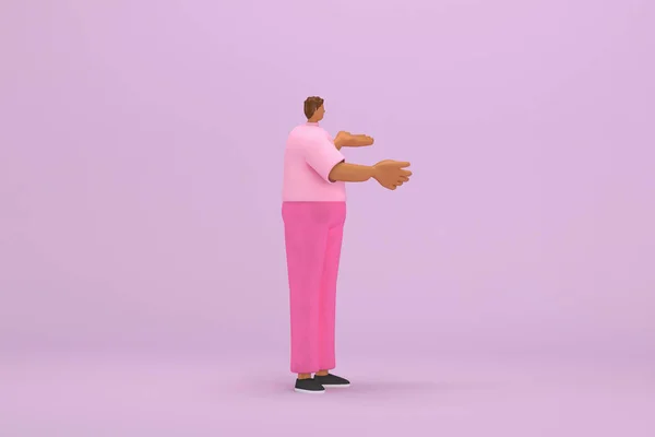 Rózsaszín Ruhás Fekete Férfi Test Kéz Kifejeződése Amikor Beszél Illusztrációja — Stock Fotó
