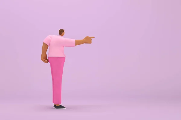 Rózsaszín Ruhás Fekete Férfi Test Kéz Kifejeződése Amikor Beszél Renderelés — Stock Fotó