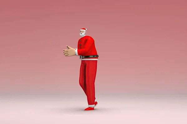 Muž Kostýmu Santa Clause Výraz Ruky Když Mluví Vykreslování Kresleného — Stock fotografie