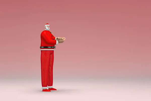 Ein Mann Weihnachtsmannkostüm Ist Ausdruck Der Hand Wenn Spricht Darstellung — Stockfoto