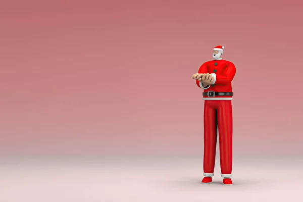 Человек Костюме Санта Клауса Является Выражением Руки Говорит Визуализация Персонажа — стоковое фото