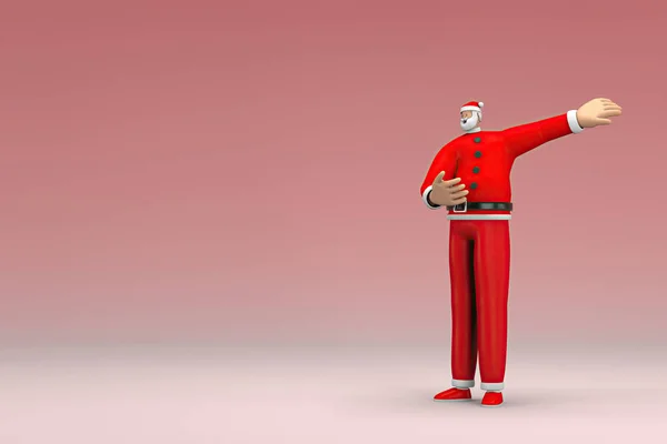 Uomo Costume Babbo Natale Espressione Della Mano Quando Parla Rendering — Foto Stock