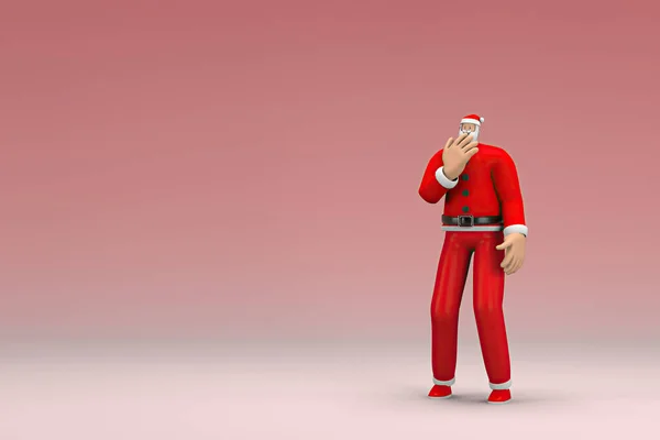 Muž Kostýmu Santa Clause Výraz Ruky Když Mluví Vykreslování Kresleného — Stock fotografie