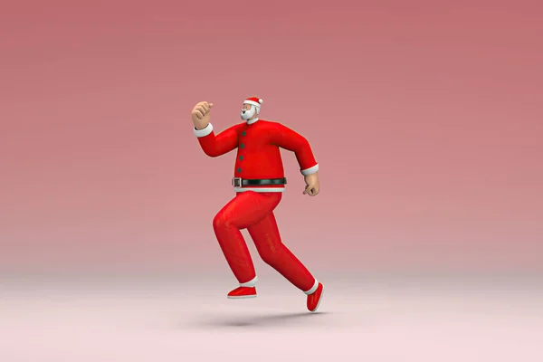 Hombre Con Disfraz Papá Noel Está Corriendo Representación Del Personaje — Foto de Stock