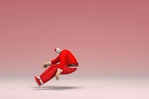 Uomo Costume Babbo Natale Sta Saltando Rendering Del Personaggio Dei — Foto Stock