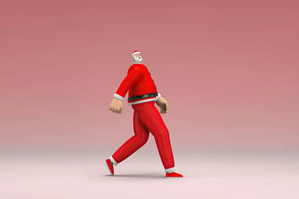 Uomo Costume Babbo Natale Sta Camminando Rendering Del Personaggio Dei — Foto Stock