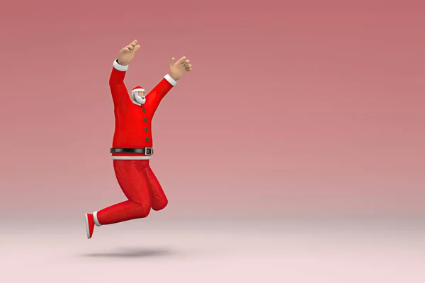 Hombre Con Traje Papá Noel Está Saltando Representación Del Personaje — Foto de Stock