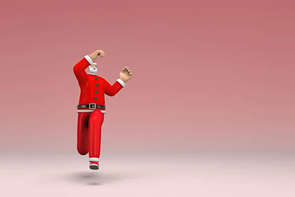 Чоловік Костюмі Санта Клауса Біжить Рендеринг Мультяшного Персонажа Дії — стокове фото
