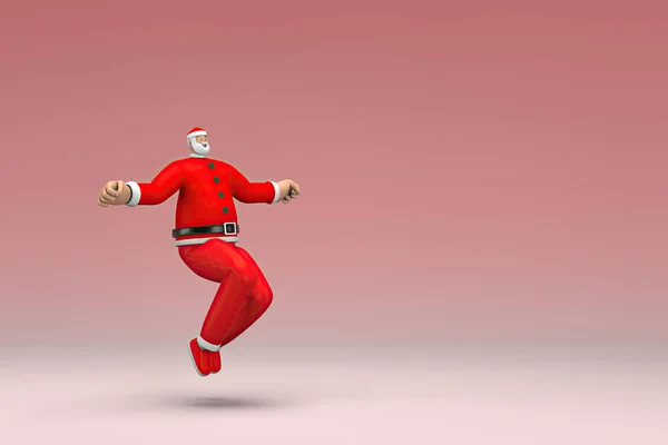 Hombre Con Traje Papá Noel Está Saltando Representación Del Personaje —  Fotos de Stock