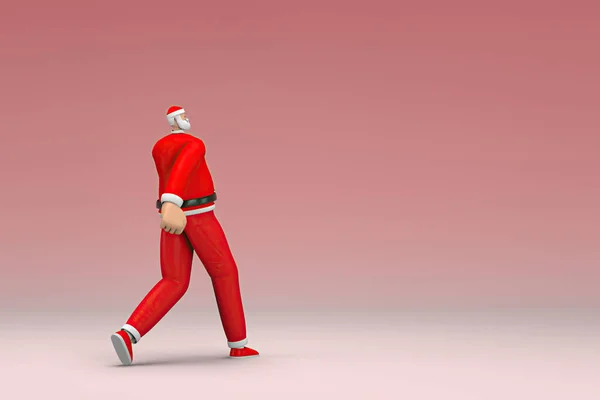 Man Wearing Santa Claus Costume Walking Rendering Cartoon Character Acting — Stock Photo, Image