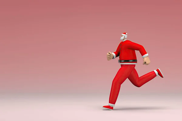 Biegnie Facet Kostiumie Świętego Mikołaja Renderowanie Postaci Kreskówki Działaniu — Zdjęcie stockowe