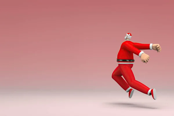 Noel Baba Kostümü Giyen Bir Adam Atlıyor Oyunculuktaki Çizgi Film — Stok fotoğraf