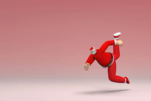 Man Wearing Santa Claus Costume Falling Rendering Cartoon Character Acting — Stock Photo, Image