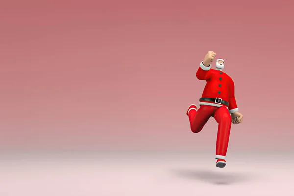 Sta Scappando Uomo Con Costume Babbo Natale Rendering Del Personaggio — Foto Stock