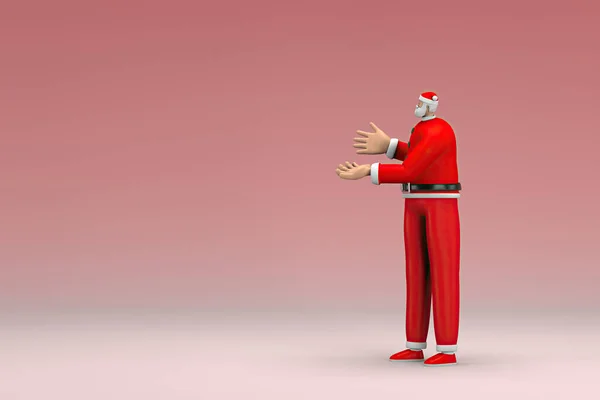 Man Jultomtedräkt Han Ett Uttryck För Handen När Han Pratar — Stockfoto