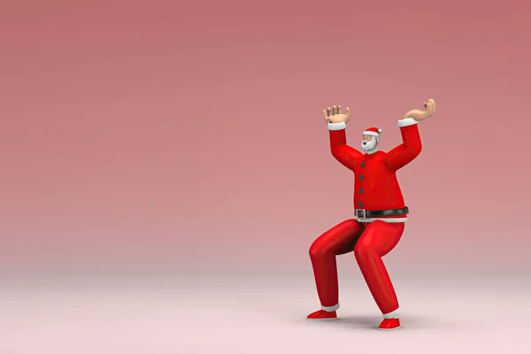 Uomo Costume Babbo Natale Sta Tirando Spingendo Qualcosa Rendering Del — Foto Stock