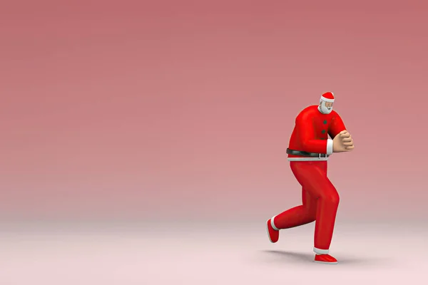 Homme Portant Costume Père Noël Tire Pousse Quelque Chose Rendu — Photo