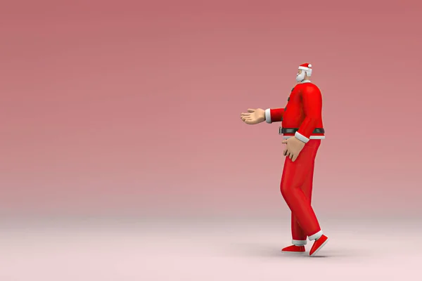 Mężczyzna Kostiumie Świętego Mikołaja Jest Wyrazem Ręki Gdy Mówi Renderowanie — Zdjęcie stockowe