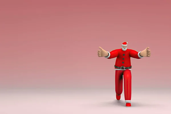 Muž Kostýmu Santa Clause Něco Tahá Nebo Tlačí Vykreslování Kresleného — Stock fotografie