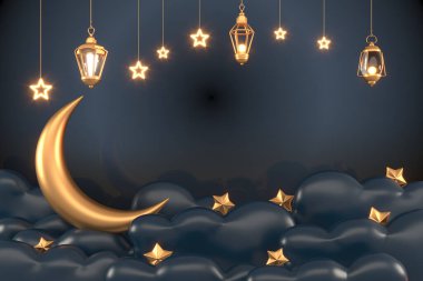 Ramazan Kareem Arkaplan İslami 3d illüstrasyon tasarımını selamlıyor
