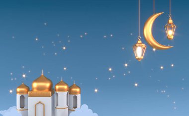 Ramazan Kareem Arkaplan İslami 3d illüstrasyon tasarımını selamlıyor