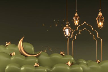 Ramazan Kareem Arkaplan İslami 3d illüstrasyon tasarımını selamlıyor