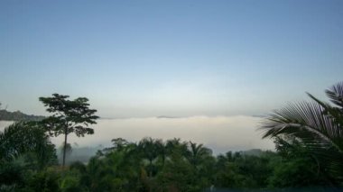 Timelapse Doğal fenomenler. Fogbow veya Beyaz gökkuşağı sis üzerinde oluşur.