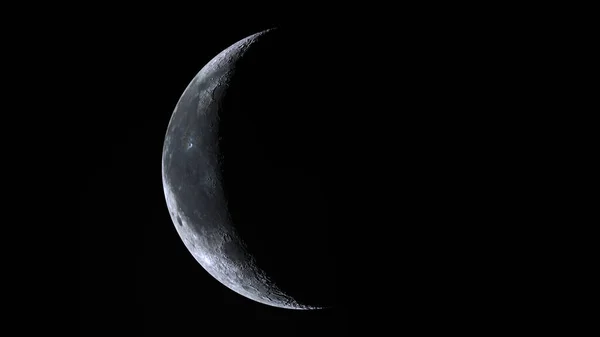 3d rendering of After the New Moon and before First Quarter Moon. crescent moon