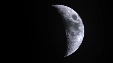 Close up  of the Moon.  Timelapse 3d simulation of the Moon in month