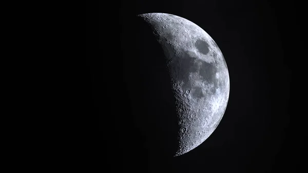 3d rendering of Third Quarter Moon and before New moon. crescent moon
