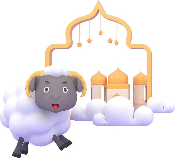 宰牲节在伊斯兰教中庆祝的法定假日 Eid Adha的3D例证 — 图库照片