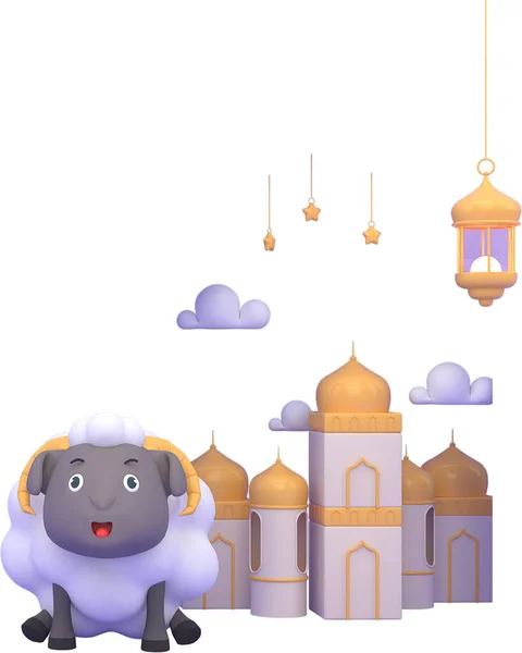 宰牲节在伊斯兰教中庆祝的法定假日 Eid Adha的3D例证 — 图库照片