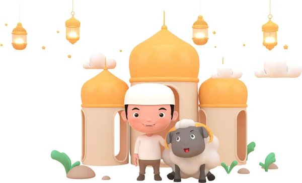 Eid Adha Hivatalos Ünnepek Amelyek Ünneplik Iszlám Illusztrációja Eid Adha — Stock Fotó