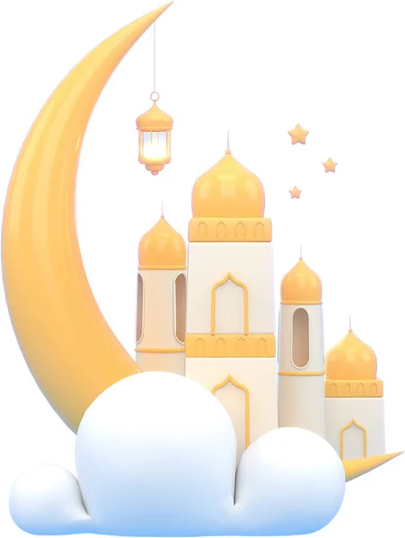 イード アーダの祝日はイスラム教国内で祝われている Eid Adhaの3Dイラスト — ストック写真