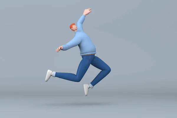 Sıradan Giyinmiş Adamlar Zıplıyor Çizgi Film Karakterlerinin Canlandırması — Stok fotoğraf
