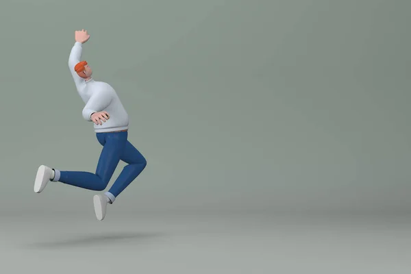 Los Hombres Con Ropa Casual Están Saltando Representación Personajes Dibujos — Foto de Stock