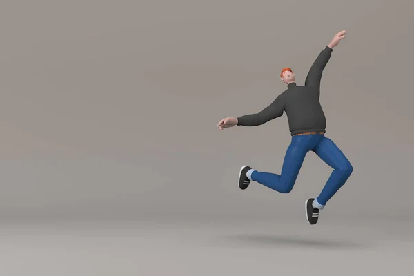 Los Hombres Con Ropa Casual Están Saltando Representación Personajes Dibujos —  Fotos de Stock