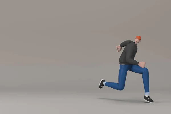 Hombre Con Ropa Casual Haciendo Gestos Mientras Empuja Corre Representación —  Fotos de Stock