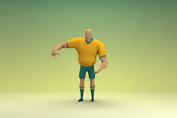 Ein Athlet Gelbem Hemd Und Grüner Hose Ist Handausdruck Wenn — Stockfoto