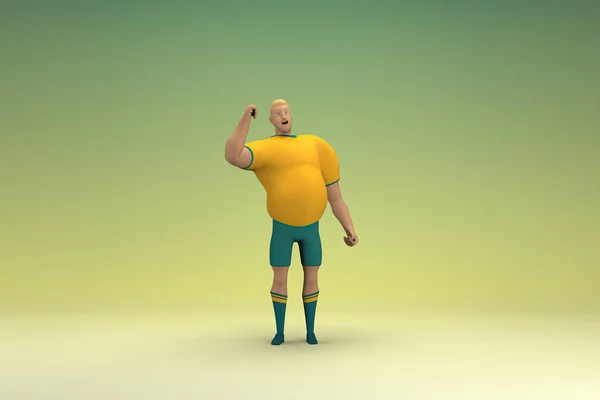 Athlete Wearing Yellow Shirt Green Pants Expression Hand Talking Rendering — Stock Photo, Image